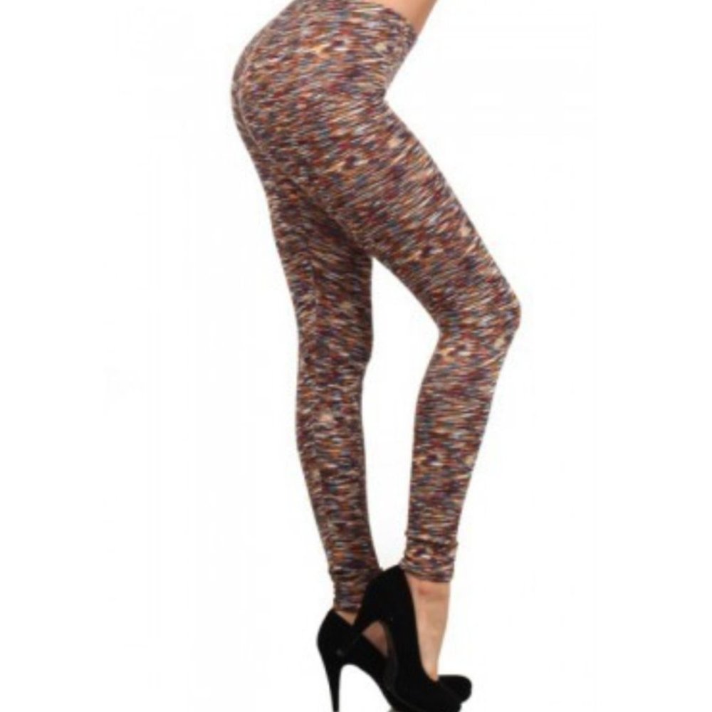 Bellini Multi Colored Fleece Lined Leggings ~ M/L